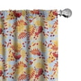 thumbnail image 1 of Ambesonne Rowan Curtains, Ripe Berries Dried Leaves, Pair of 28"x95", Pale Blue Yellow Red, 1 of 5