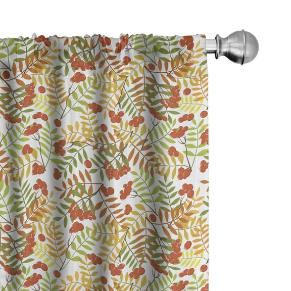 Ambesonne Rowan Curtains, Rural Plants Wilderness, Pair of 28"x63", Green Orange Yellow