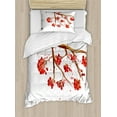 thumbnail image 1 of Ambesonne Rowan Duvet Cover Set, Tree Watercolor Splashes, Twin, Red Brown White, 1 of 3