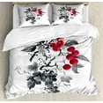 thumbnail image 1 of Ambesonne Rowan Duvet Cover Sets, Rural Natural Foliage, 2-Queen, Grey Ruby Black, 1 of 7