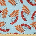 thumbnail image 1 of Ambesonne Rowan Fabric by the Yard Microfiber, Dried Leaf Bunch of Berry, 2 Yards, Pale Blue Red Orange, 1 of 2