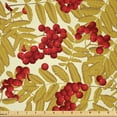 thumbnail image 1 of Ambesonne Rowan Fabric by the Yard Microfiber, Juicy Ripe Fruits Leafage, 3 Yards, Vermilion Mustard and White, 1 of 1