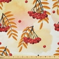 thumbnail image 1 of Ambesonne Rowan Fabric by the Yard Microfiber, Romantic Fall Season Tile, 5 Yards, Orange Red Peach, 1 of 2