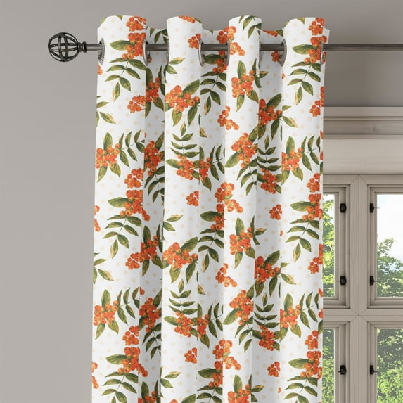 Ambesonne Rowan Grommet Curtain Single Panel, Botanical Foliage Nature, 50"x60", Dark Green Pale Pink