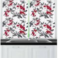 thumbnail image 1 of Ambesonne Rowan Kitchen Curtains, Abstract Botany Garden, 55"x39", Ruby Grey Black, 1 of 2