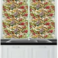 thumbnail image 1 of Ambesonne Rowan Kitchen Curtains, Flower Berries Rustic Art, 55"x39", Multicolor, 1 of 2
