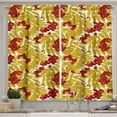 thumbnail image 1 of Ambesonne Rowan Kitchen Curtains, Juicy Ripe Fruits Leafage, 55"x45", Vermilion Mustard and White, 1 of 3