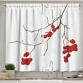 thumbnail image 1 of Ambesonne Rowan Kitchen Curtains, Plant with Snow, 55"x45", Red White Umber, 1 of 3