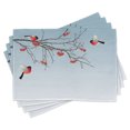 thumbnail image 1 of Ambesonne Rowan Place Mats Set of 4, Bullfinch Birds Branches, Standard Size, Dark Brown Pale Blue, 1 of 6