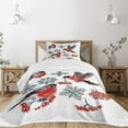 thumbnail image 1 of Ambesonne Rowan Quilted Bedspread Set 2 Pcs, Christmas Composition Art, Twin Size, Scarlet Grey Black, 1 of 3