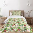 thumbnail image 1 of Ambesonne Rowan Quilted Bedspread Set 2 Pcs, Green Leaves Wild Fruits, Twin Size, Apple Green Fern Green, 1 of 3