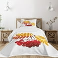 thumbnail image 1 of Ambesonne Rowan Quilted Bedspread Set 2 Pcs, Rural Berries in Fall, Twin Size, Dark Orange Yellow Red, 1 of 5