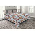 thumbnail image 1 of Ambesonne Rowan Quilted Bedspread Set 3 Pcs, Dried Leaf Bunch of Berry, King Size, Pale Blue Red Orange, 1 of 3