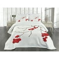 thumbnail image 1 of Ambesonne Rowan Quilted Bedspread Set 3 Pcs, Plant with Snow, Queen Size, Red White Umber, 1 of 5