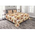 thumbnail image 1 of Ambesonne Rowan Quilted Bedspread Set 3 Pcs, Romantic Fall Season Tile, Queen Size, Orange Red Peach, 1 of 3