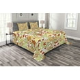thumbnail image 1 of Ambesonne Rowan Quilted Bedspread Set 3 Pcs, Rural Plants Wilderness, King Size, Green Orange Yellow, 1 of 3