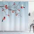thumbnail image 1 of Ambesonne Rowan Shower Curtain, Bullfinch Birds Branches, 69"Wx84"L, Dark Brown Pale Blue, 1 of 3