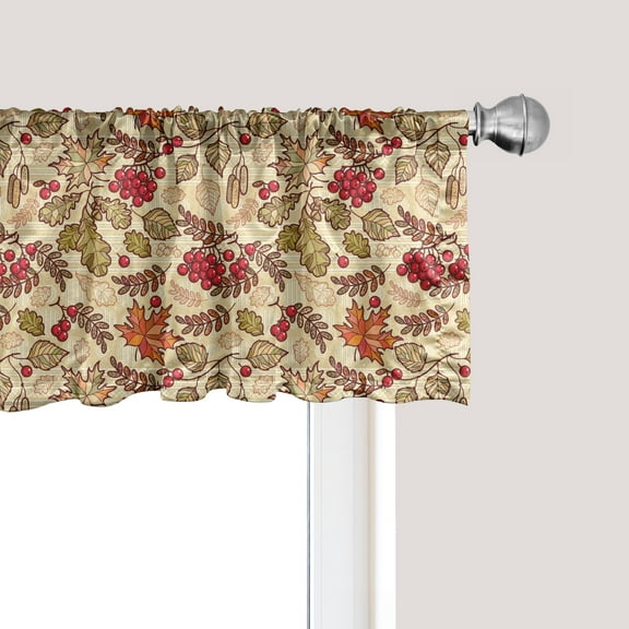 Ambesonne Rowan Window Valance, Fall Themed Mixed Pattern, 54" X 12", Multicolor