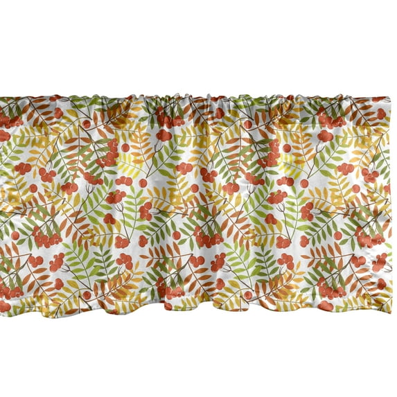 Ambesonne Rowan Window Valance, Rural Plants Wilderness, 54" X 18", Green Orange Yellow