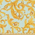 thumbnail image 1 of Ambesonne Royal Fabric by the Yard Upholstery, Vintage Floral Damask Design, 2 Yards, Marigold Pale Seafoam, 1 of 5