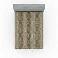 thumbnail image 1 of Ambesonne Royal Fitted Sheet, Abstract Modern Floral Stripe, King Size, Dark Mustard Amber, 1 of 5