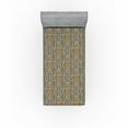 thumbnail image 1 of Ambesonne Royal Fitted Sheet, Abstract Modern Floral Stripe, Twin XL Size, Dark Mustard Amber, 1 of 5