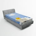 thumbnail image 1 of Ambesonne Rubber Duck Fitted Sheet, Duck Taking Bath, Twin Size, Yellow White Blue, 1 of 2