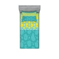 thumbnail image 1 of Ambesonne Rubber Duck Fitted Sheet & Pillow Sham Set, Fun Aqua Bubbles, Twin, Teal Blue, 1 of 2