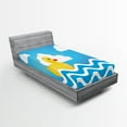 thumbnail image 1 of Ambesonne Rubber Duck Fitted Sheet, Wavy Water, Twin Size, Yellow White Blue, 1 of 3