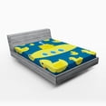 thumbnail image 1 of Ambesonne Rubber Duck Fitted Sheet, Yellow Submarine, Queen Size, Navy Blue, 1 of 2