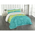 thumbnail image 1 of Ambesonne Rubber Duck Quilted Coverlet 3 Pcs, Fun Aqua Bubbles, Queen Size, Teal Blue, 1 of 4