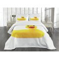 thumbnail image 1 of Ambesonne Rubber Duck Quilted Coverlet 3 Pcs, Yellow Ducky, Queen Size, White and Yellow, 1 of 4