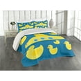 thumbnail image 1 of Ambesonne Rubber Duck Quilted Coverlet 3 Pcs, Yellow Submarine, Queen Size, Navy Blue, 1 of 4