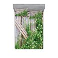 thumbnail image 1 of Ambesonne Rural Fitted Sheet & Pillow Sham Set, Summer Themed Backyard Image, Full, Pale Brown and Green, 1 of 2