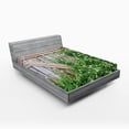 thumbnail image 1 of Ambesonne Rural Fitted Sheet, Summer Themed Backyard Image, Queen Size, Pale Brown and Green, 1 of 3