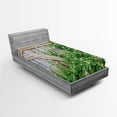 thumbnail image 1 of Ambesonne Rural Fitted Sheet, Summer Themed Backyard Image, Twin Size, Pale Brown and Green, 1 of 3