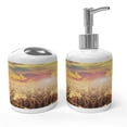 thumbnail image 1 of Ambesonne Rural Soap Dispenser & Toothbrush Holder Set, Anther Field Sunset, 2 Pcs, Sand Brown Multicolor, 1 of 6