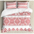 thumbnail image 1 of Ambesonne Russian Duvet Cover Sets, Slavic Motifs Art Pattern, 2-Queen, Vermilion and White, 1 of 7
