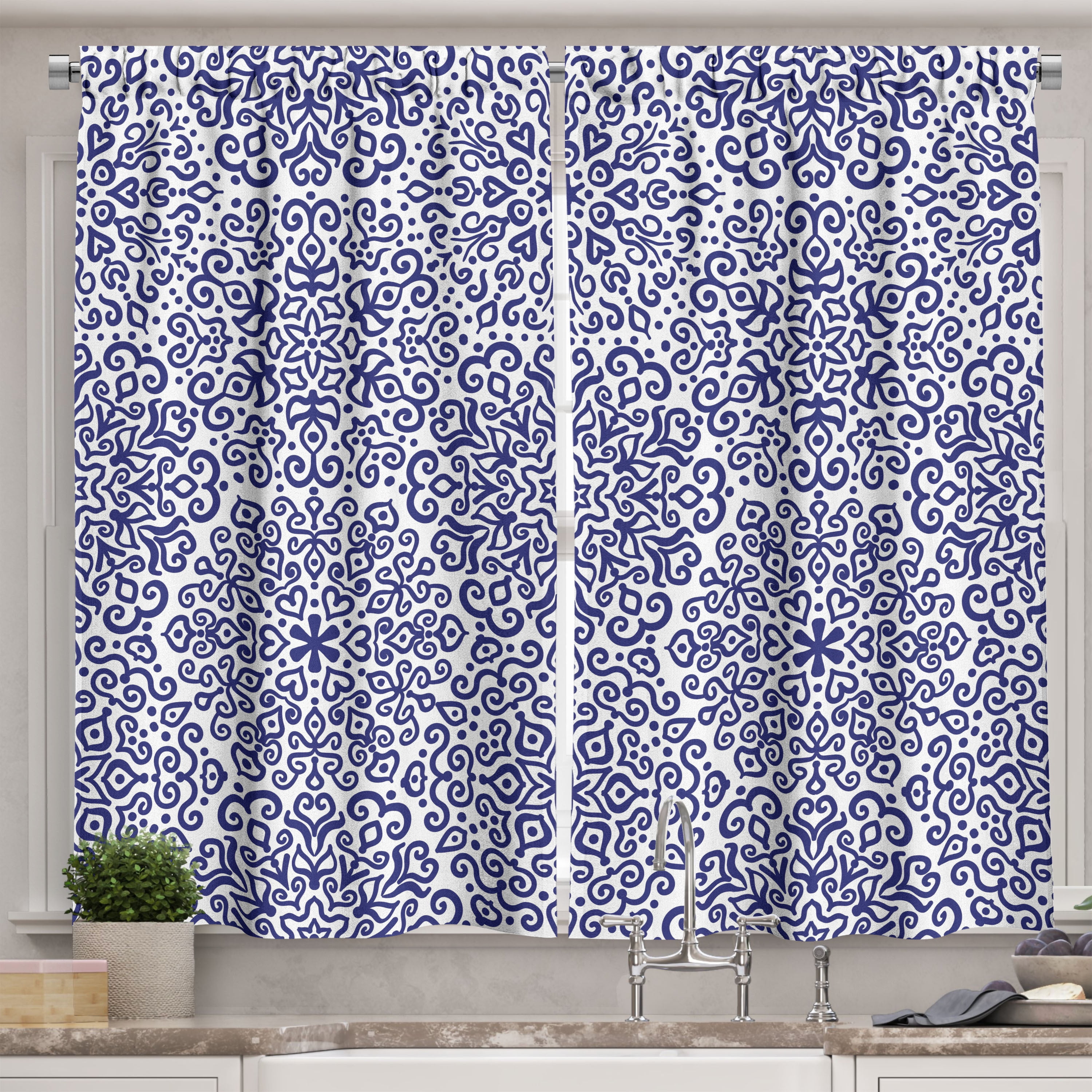 Pointed 55'' W Kitchen Curtain in (Set of 2)