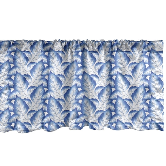 Ambesonne Russian Window Valance, Flower Leaves Porcelain, 54" X 18", Blue
