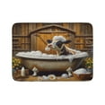 thumbnail image 1 of Ambesonne Rustic Bath Mat, Cow in Bubbly Bathtub Barn, 30.2" x 20", Caramel Yellow and Brown, 1 of 3