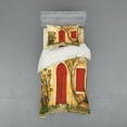 thumbnail image 1 of Ambesonne Rustic Bedding Set 3 Pcs, Aged Doors Tuscan House, Twin, Yellow Beige Red, 1 of 3