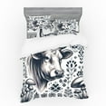 thumbnail image 1 of Ambesonne Rustic Bedding Set 4 Pcs, Botanical Southwestern Cow, Queen, Dark Blue Grey and White, 1 of 2