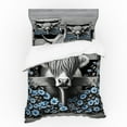 thumbnail image 1 of Ambesonne Rustic Bedding Set 4 Pcs, Monochrome Farmhouse Cow, King, Grey Black and Blue, 1 of 2