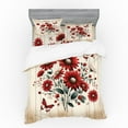 thumbnail image 1 of Ambesonne Rustic Bedding Set 4 Pcs, Warm Tone Botanical Design, Calking, Red Blue Grey and Eggshell, 1 of 2
