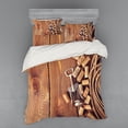 thumbnail image 1 of Ambesonne Rustic Bedding Set 4 Pcs, Wooden Table Wine Corks, Queen, Brown, 1 of 3