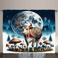 thumbnail image 1 of Ambesonne Rustic Curtains 2 Panel Set, Ethnic Night Woods Moon Cow, 108" x 84", Petrol Blue and Burnt Sienna, 1 of 3