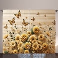 thumbnail image 1 of Ambesonne Rustic Curtains 2 Panel Set, Meadow Bloom Butterflies, 108" x 90", Pale Orange Tan Green, 1 of 3