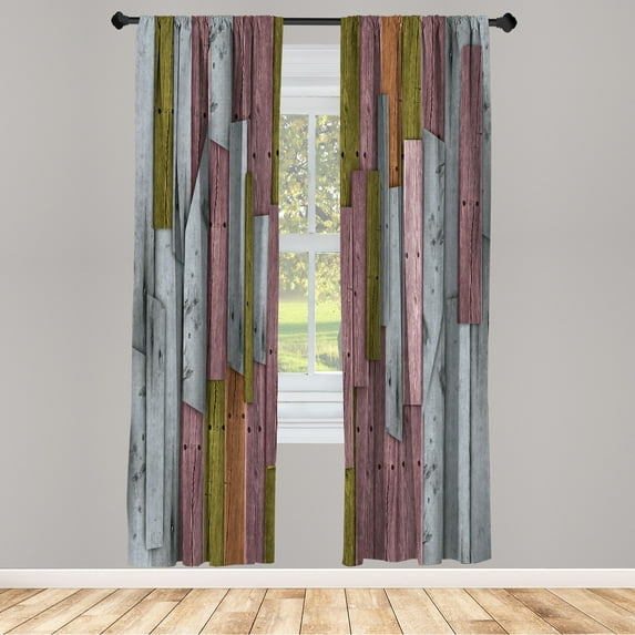 Ambesonne Rustic Curtains, Grunge Barn Door Farm Art, Pair of 28"x63", Olive Green