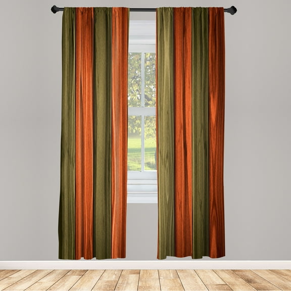 Ambesonne Rustic Curtains, Vertical Cottagecore Artwork, Pair of 28"x63", Burnt Orange
